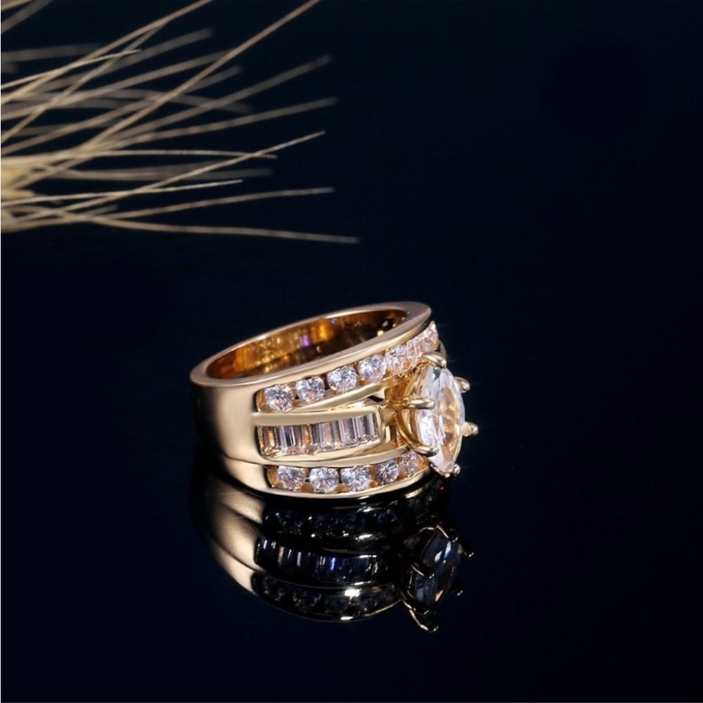 New Gorgeous Three-Row Diamond Engagement Ring - Picture 4 of 6